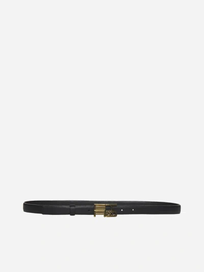 Etro Logo-buckle Leather Belt In Black