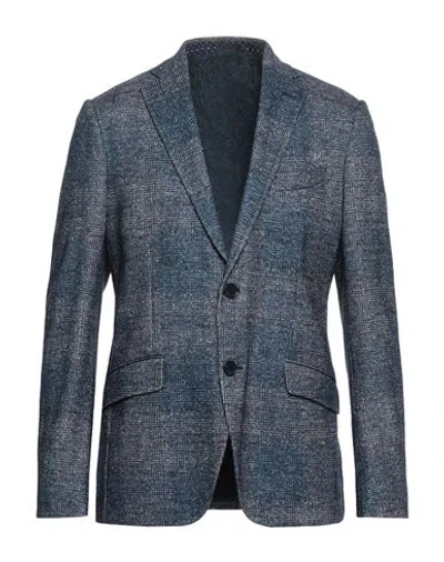 Etro Man Blazer Blue Size 40 Wool, Linen, Cotton, Silk