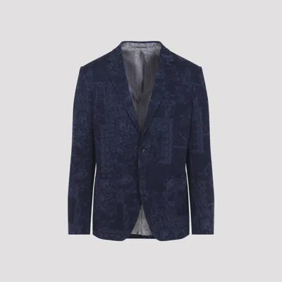 Etro Multicolor Blue Cotton Roma Jersey Sport Jacket