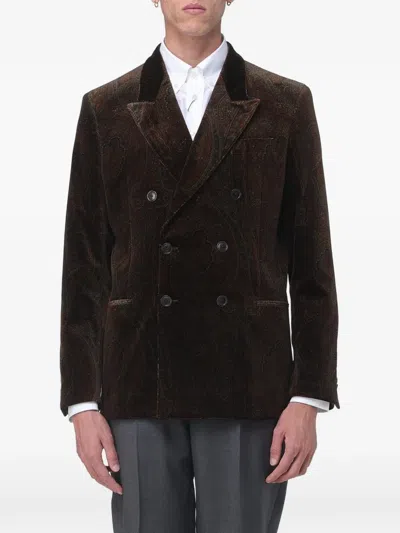 Etro Paisley Double-breasted Coat In Brown