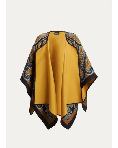 Etro Paisley Jacquard Cape In Yellow