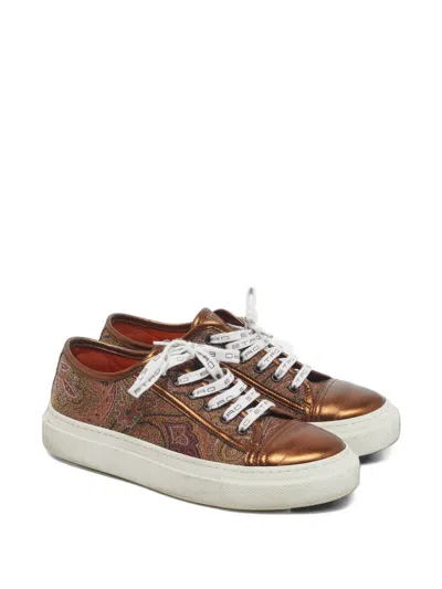 Pre-owned Etro Paisley Jacquard Sneakers In Brown