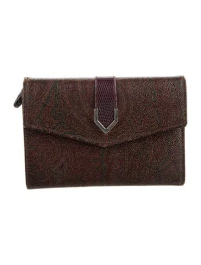 Pre-owned Etro Paisley Print Continental Wallet In Brown