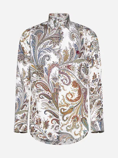 Etro Paisley-print Cotton Shirt In Neutrals