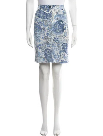 Pre-owned Etro Paisley Print Mini Skirt In Blue