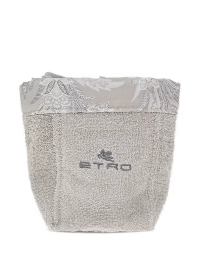 Etro Paisley-trim Cotton Basket And Towels Set (set Of Four) In Gray