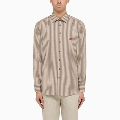 Etro | Pink/green Striped Cotton Shirt