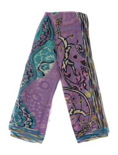 Pre-owned Etro Silk Floral Print Scarf In Purple