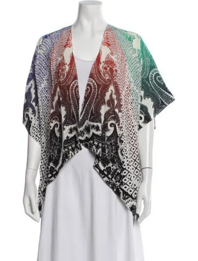 Pre-owned Etro Silk Paisley Print Poncho In Neutrals