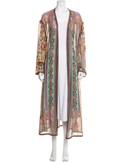 Pre-owned Etro Silk Paisley Print Robe In Green