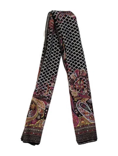 Pre-owned Etro Silk Paisley Print Scarf In Brown