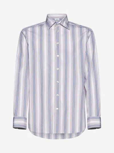 Etro Striped Print Cotton Shirt In Multicolor