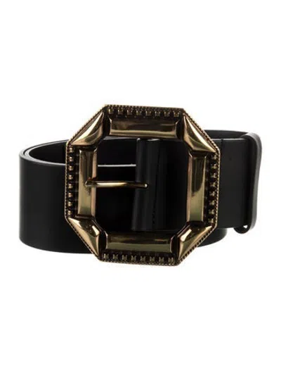 Pre-owned Etro Wide Leather Belt In Black