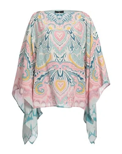 Etro Woman Top Turquoise Size Onesize Silk In Blue