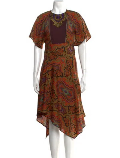 Pre-owned Etro Wool Midi Length Dress In Neutrals
