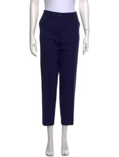 Pre-owned Etro Wool Straight Leg Pants In Blue/purple