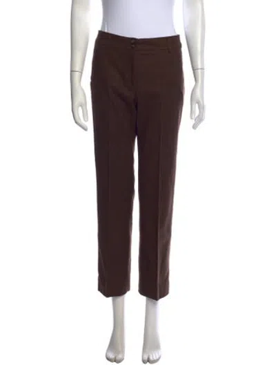 Pre-owned Etro Wool Straight Leg Pants In Brown