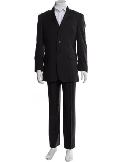 Pre-owned Etro Wool Striped Two-piece Suit In Black