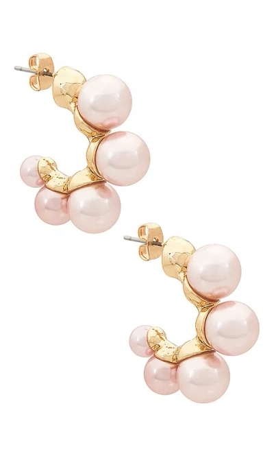 Ettika Five Point Hoop Earrings In 粉红珠光