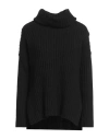 European Culture Woman Turtleneck Black Size L Wool, Viscose, Polyamide, Cashmere