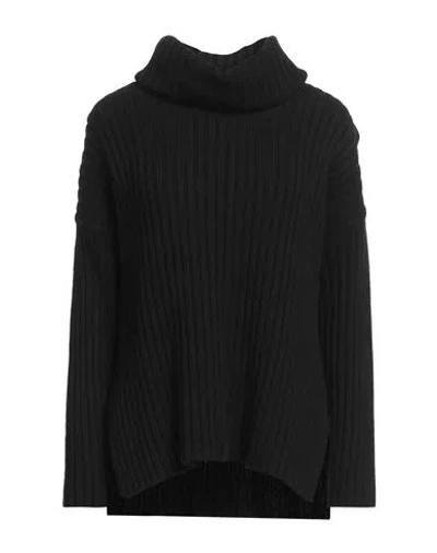 European Culture Woman Turtleneck Black Size Xxl Wool, Viscose, Polyamide, Cashmere