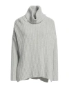 European Culture Woman Turtleneck Grey Size Xl Wool, Viscose, Polyamide, Cashmere