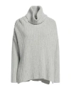 European Culture Woman Turtleneck Grey Size L Wool, Viscose, Polyamide, Cashmere