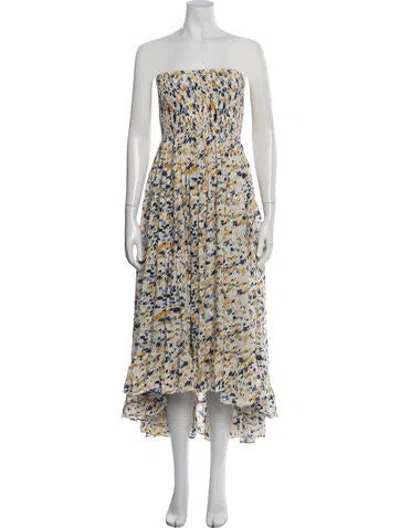 Pre-owned Evarae Silk Midi Length Dress In Neutrals