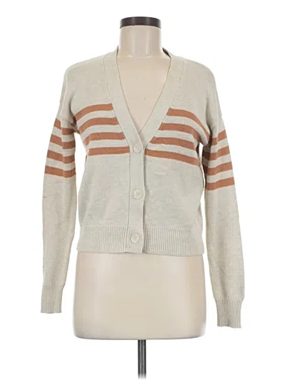 Pre-owned Evereve Cardigan Sweater In Tan