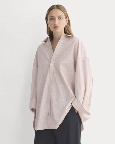 Everlane Back-tie Oversized Shirt In Washed Poplin In Burnished Lilac/gardenia In Pink