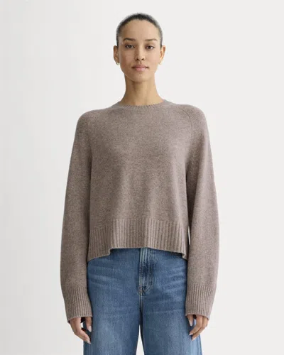 Everlane Boxy Crew Neck Sweater In Light Heathered Taupe