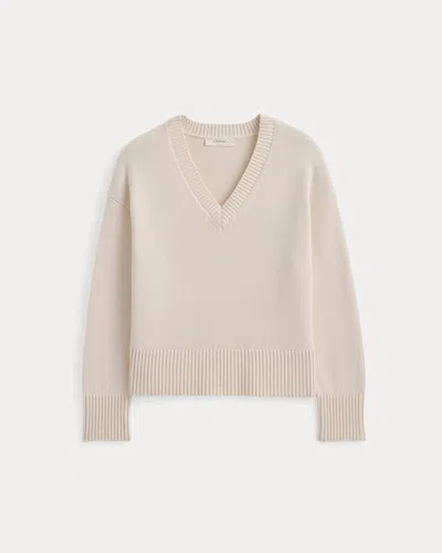 Everlane Boxy V-neck Sweater In Neutral