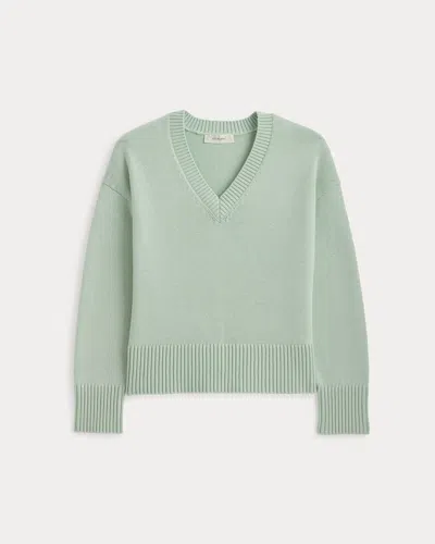 Everlane Boxy V-neck Sweater In Green