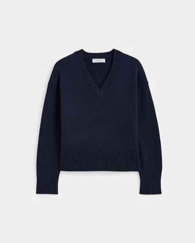 Everlane Boxy V-neck Sweater In Blue