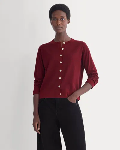 Everlane Crew Cardigan In Burgundy