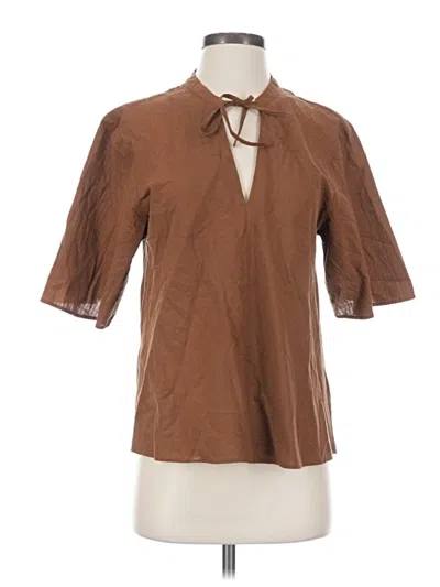 Pre-owned Everlane Short Sleeve Blouse In Brown