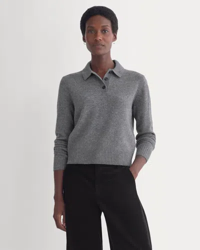 Everlane Shrunken Polo Sweater In Gray