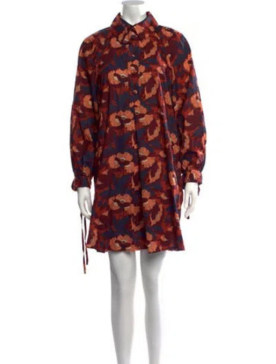 Pre-owned Evi Grintela Floral Print Mini Dress In Red