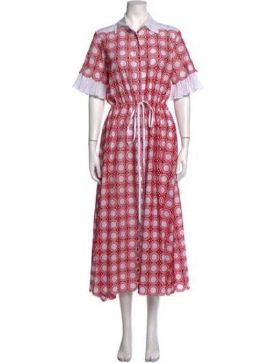 Pre-owned Evi Grintela Patterned Long Dress In Red