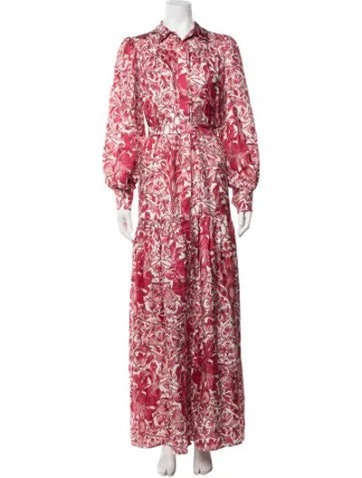 Pre-owned Evi Grintela Silk Long Dress In Red
