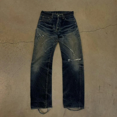 Pre-owned Evisu X Vintage Evisu Distressed Mudwash Jeans In Blue