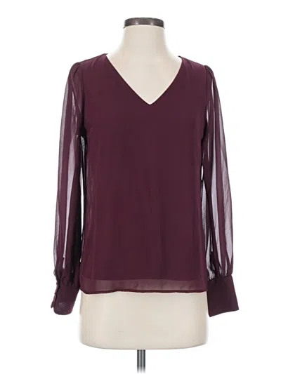 Pre-owned Express Long Sleeve Blouse In Burgundy