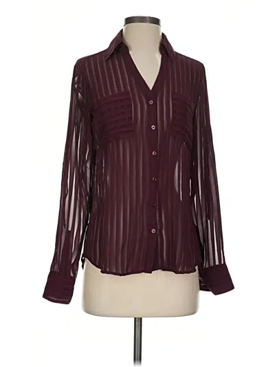 Pre-owned Express Long Sleeve Blouse In Burgundy