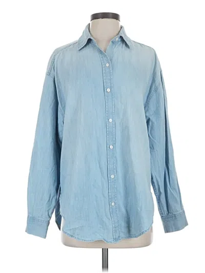 Pre-owned Express Long Sleeve Button Down Shirt In Blue