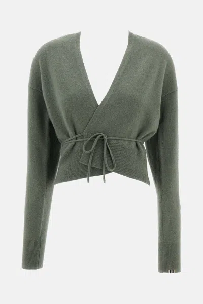 Extreme Cashmere Green Ella Ballerina V-neck Cashmere Wrap Cardigan