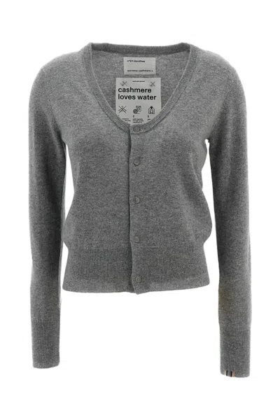 Extreme Cashmere Grey Dorothea Scoop Neck Slim-fit Cashmere Cardigan In Gray