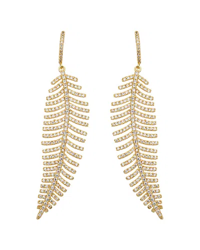 Eye Candy La 18k Gold Plated Feather Drop Earrings