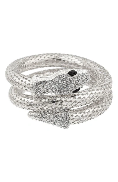 Eye Candy Los Angeles Crystal Snake Wrap Bracelet In Metallic