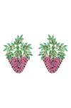 Eye Candy Los Angeles Gold-tone Purple Grape Cz Statement Earrings In Pink