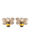 Eye Candy Los Angeles Honeybee Cz Pave Stud Earrings In Gold